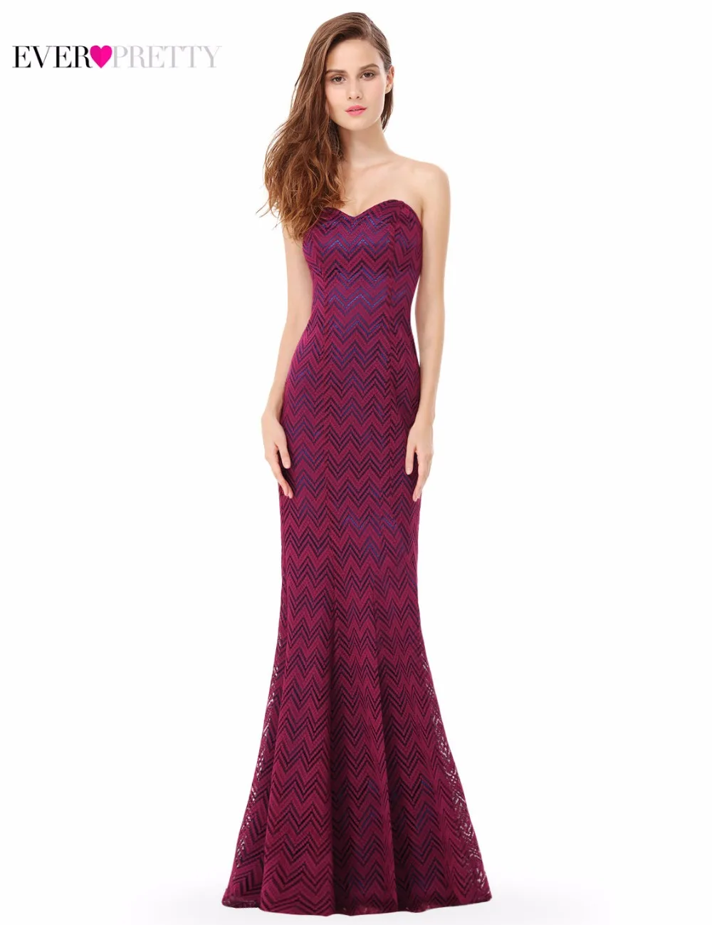 

[Clearance Sale] Elegant Evening Dresses Ever Pretty EP08937 Strapless Mermaid Long Lace Evening Party Dress Valentine Day Gift
