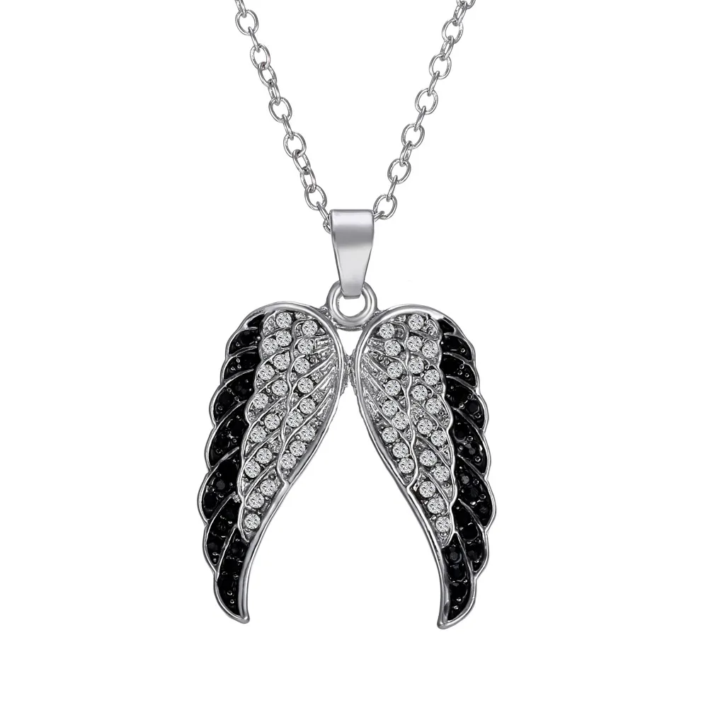 Buy couple Angel wing pendant necklace black white