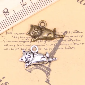 

106pcs Jewelry Charms lazy cat 20x12mm Antique Silver Plated Pendants Making DIY Handmade Tibetan Silver Jewelry
