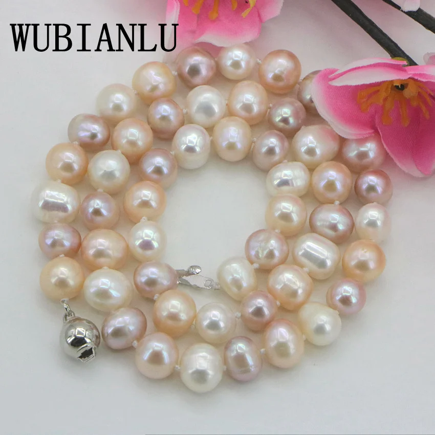 

WUBIANLU 8-9mm Natural Multi-Color Akoya Cultured Pearl Choker Necklace Women Costume Jewelry Pearls Neck Chokers Genuine