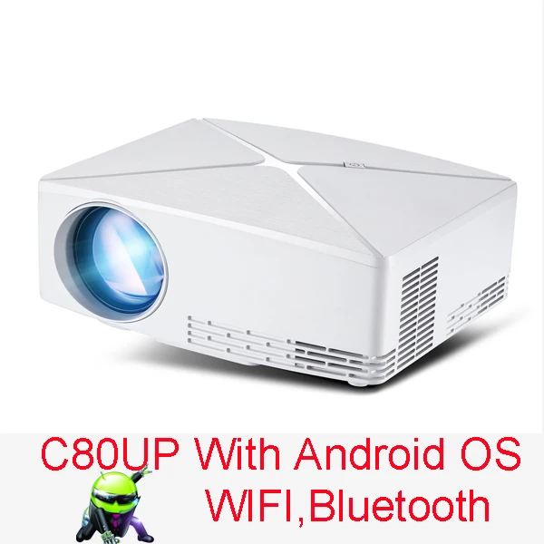 WZATCO 2200lm Android wifi Портативный Pico mini HDMI светодиодный проектор карманный домашний кинотеатр проектор с поддержкой full HD 1080p 4K - Цвет: C80UP with Android