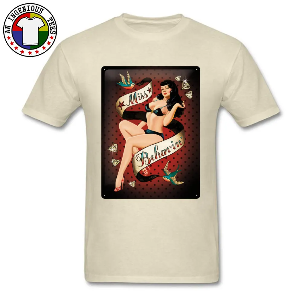 blechschild pin up pageant Casual Lovers Day Cotton Round Collar Men Tees Casual Tops Shirts 2018 Short Sleeve Top T-shirts blechschild pin up pageant beige