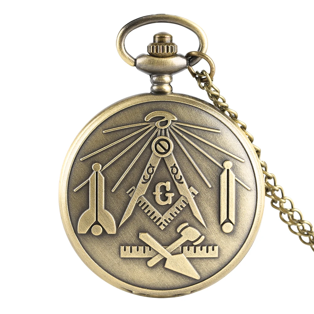 Masonic Freemason Символ карманные часы для мужчин кварцевые аналоговые часы для женщин Ретро Большой "G" шаблон Freemasonry кулон ожерелье