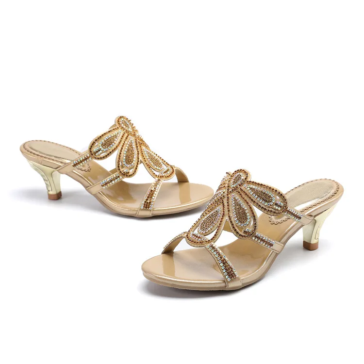 New Luxury Diamond Stiletto High Heels Slippers Online Shopping Peep Toe Womens Shoes Sale High Quality Gold Purple Black Red11