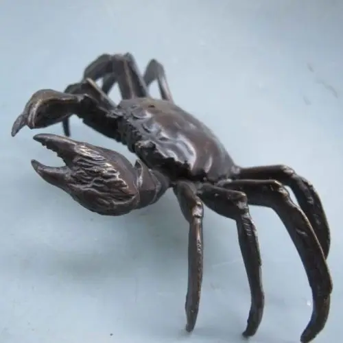 

zhaorui88K602<<<China Chinese Bronze copper Folk Fengshui wealth Animal Crab Statue sculpture