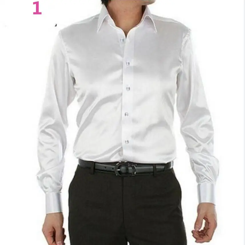 Camisa blanca de seda hombre Clearance