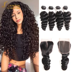 Joedir Hair Loose Wave Bundles With Closure Brazilian Human Hair Weave Bundles With Closure 28 Inch Bundles With Closure