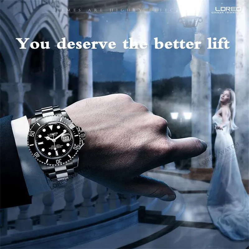 LOREO Stylish Watch Automatic font b Mechanical b font Wristwatch Male Sapphire Crystal font b Men
