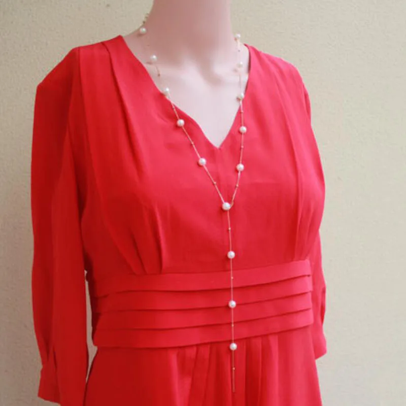 Classical 18k gold beads and pearls star family necklace choker sweater chain for women ladies Mom girls best gift in summer (4)