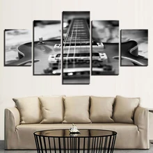 5 шт. холст Картины Винтаж черный, белый цвет музыка Гитары Home Decor оформлена стены искусства WD-1182