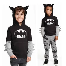 New 2016 Baby Kids Clothes Sets Autumn Boy Cartoon Bat-man Long Sleeve Tops Sweatshirt Hoodies+Pants Trouser 2pcs Boys Outfits
