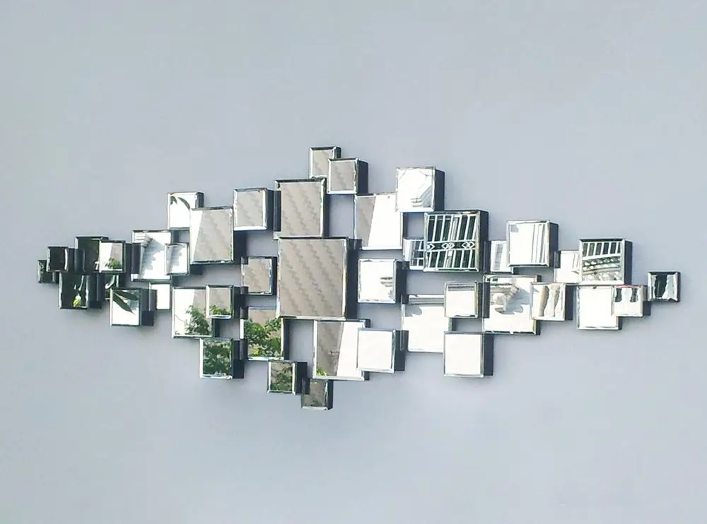 Free shipping Modern mirrored wall decor beveled polydirectional square