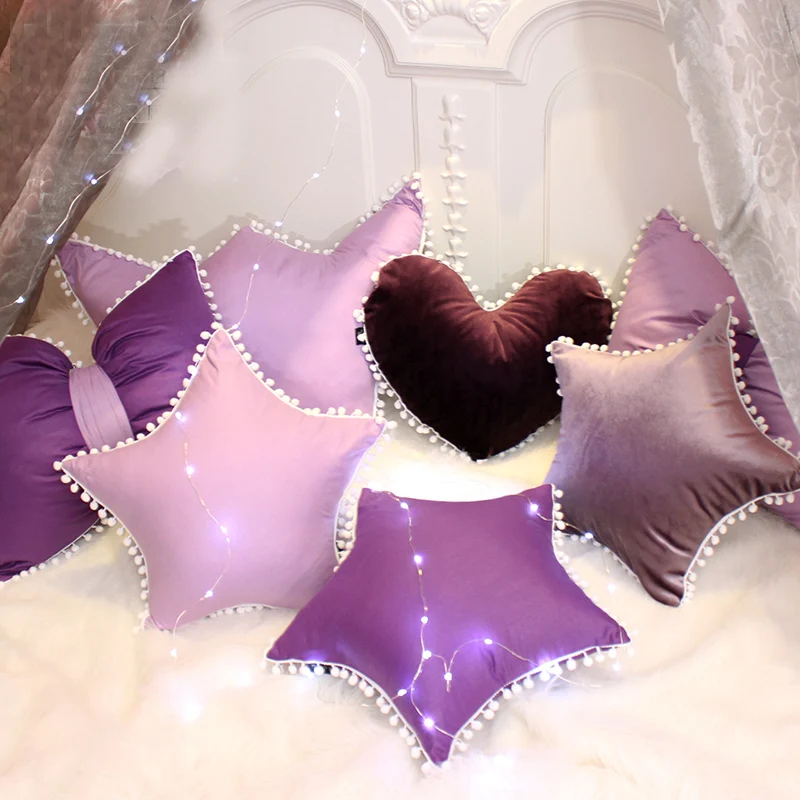 

Special Recommend Cushions Almofada Candy Purple 100%Cotton Luxury Model Room Decor Pillows Crown Bowknot Type Cushion Cute Edge