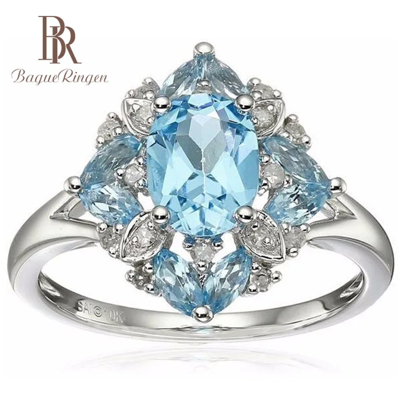 Bague Ringen кольца из рубинового драгоценного камня для женщин из натуральной 925 пробы Серебряное Ювелирное кольцо романтическое Женское Обручальное Кольцо подарки - Цвет камня: blue