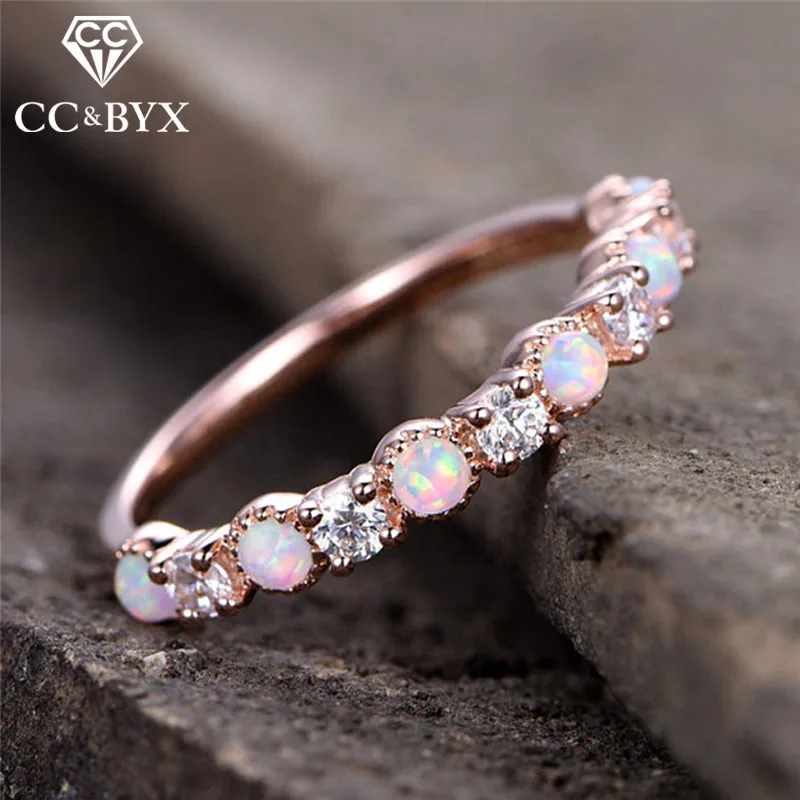 CC Trendy Jewelry font b Rings b font For Women Bijouterie Opal Cubic Zirconia Simple Personality