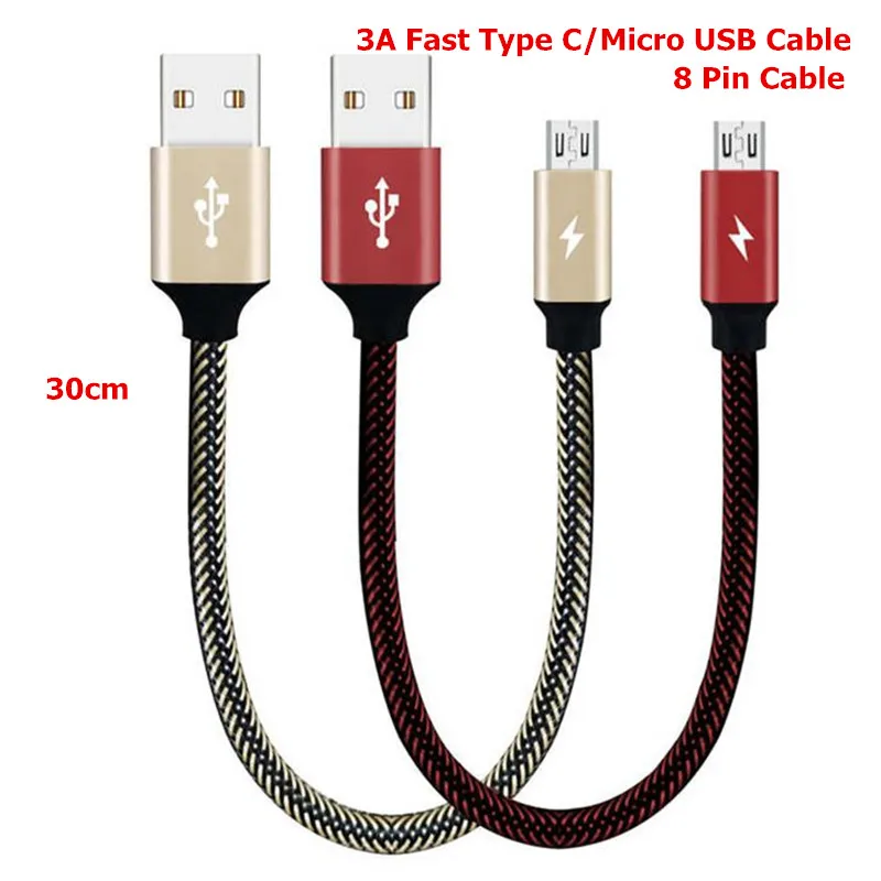 

USB Fast Charge Cable Micro /Type C Braided Power Bank Cable For Iphone 6 7 8 Samsung Galaxy S8 S9 Plus Xiaomi Mi A2 A1 8 8se 6