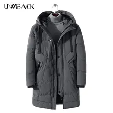 Uwback зимние куртки для мужчин с капюшоном Свободные Теплые Длинные парки Homme большие карманы размера плюс 4XL молнии и кнопки утолщаются пальто ManXA670