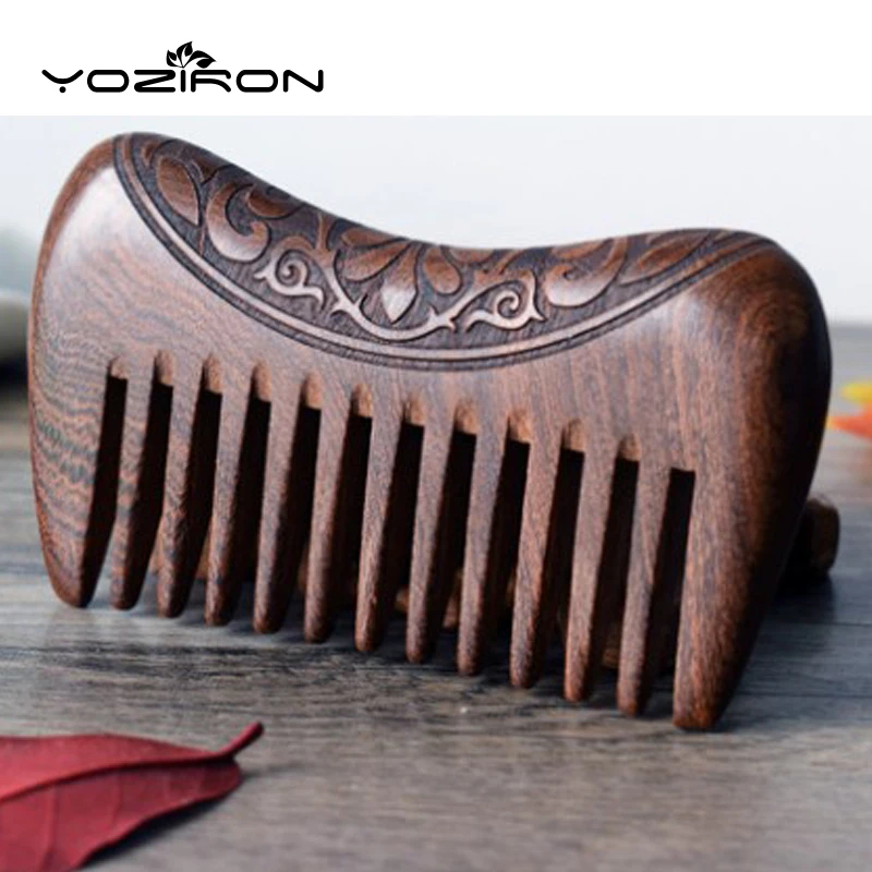 YOZIRON карманная деревянная расческа из натурального золотого сандалового дерева