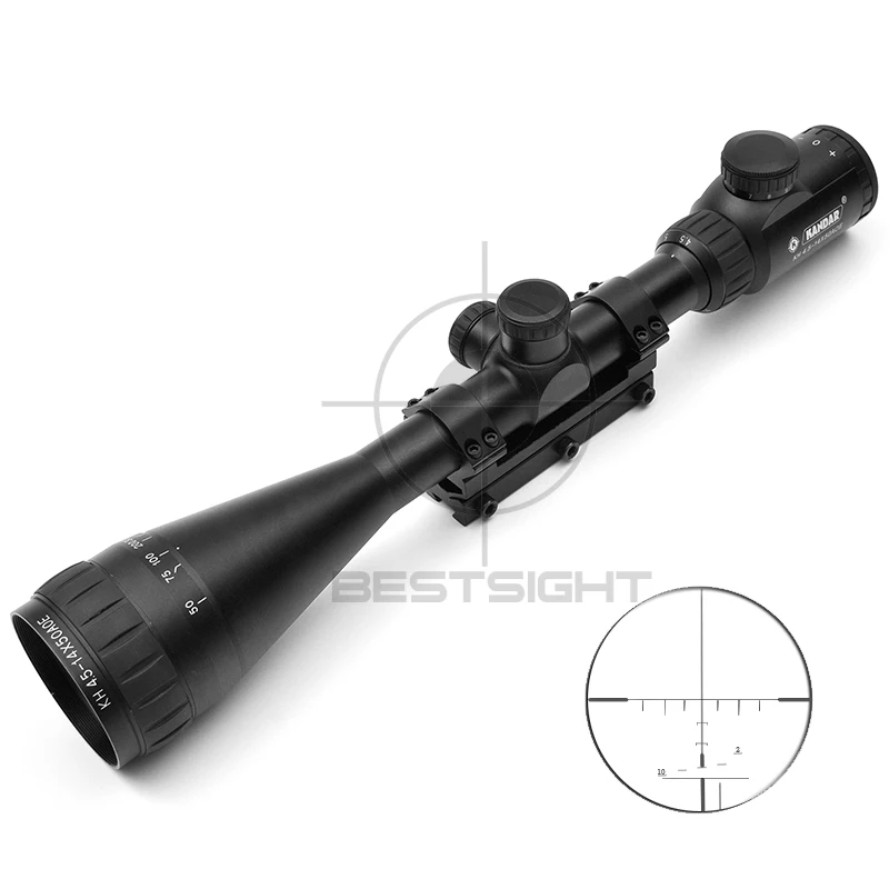 

KANDAR 4.5-14x50 AOE Tactical Scope Riflescopes Optics Red Dot Reticle Fiber Sight Hunting Scopes With One Piece 11mm Rail