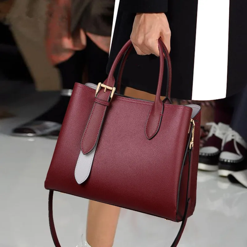 Элегантная модная женская сумка из натуральной кожи, роскошная женская большая сумка-клатч из воловьей кожи, повседневная женская сумка на плечо~ 18B71