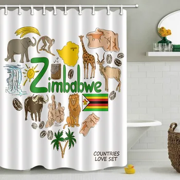 

LB Custom Cartoon Animals Heart Luxury White Shower Curtain Bathroom Curtains Waterproof Polyester Fabric For Bathtub Decor