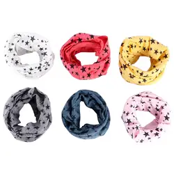 1 шт. модный детский хлопковый шарф для мальчиков и девочек, шарф с кольцом, зимние вязаные шарфы, Звездные ворот с узором, грелка для шеи