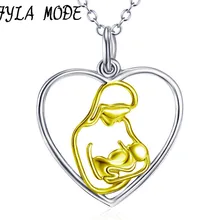 Baby Mother Necklace for Women Cute Gold Color Mom Hug Baby Heart Love Necklace 925 Sterling Silver Jewelry New Mothers Day Gift Baby Mother Necklace for Women Cute Gold Color Mom Hug Baby Heart Love Necklace 925 Sterling Silver Jewelry New Mothers Day Gift