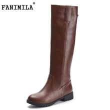 Fanimila размеры 33–43 Женские ботфорты выше колена на плоской подошве женщина для верховой езды теплые зимние Botas Брендовая обувь P20194