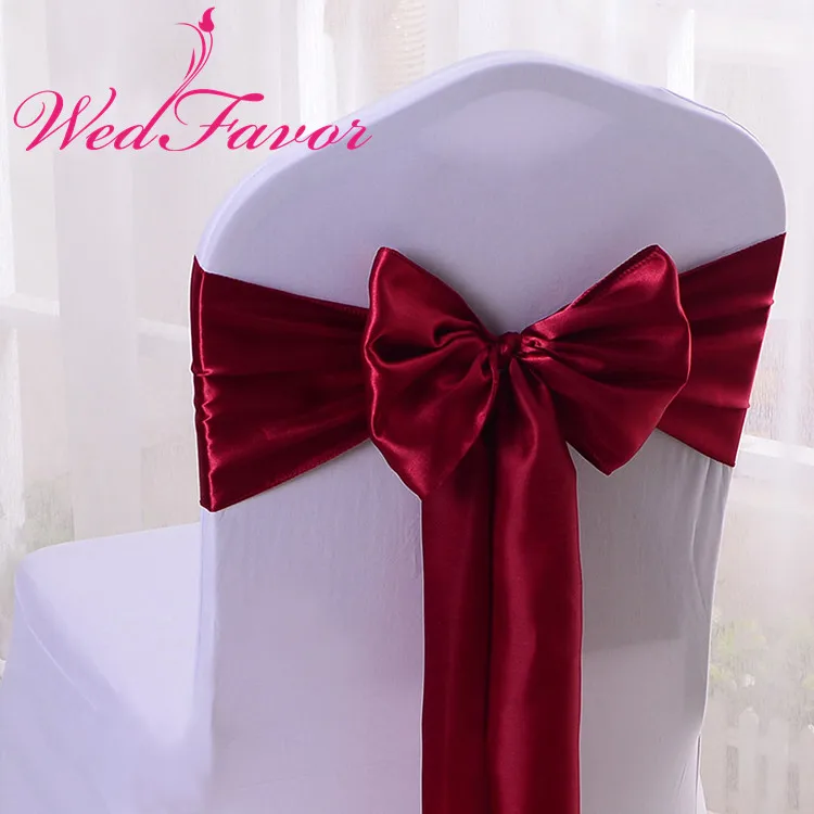 WedFavor, 100 шт, изумрудно-зеленый бант на свадебный стул, галстук-бабочка, атласные пояса для стула, вечерние, банкетные, праздничные, гостиничные украшения - Цвет: Burgundy