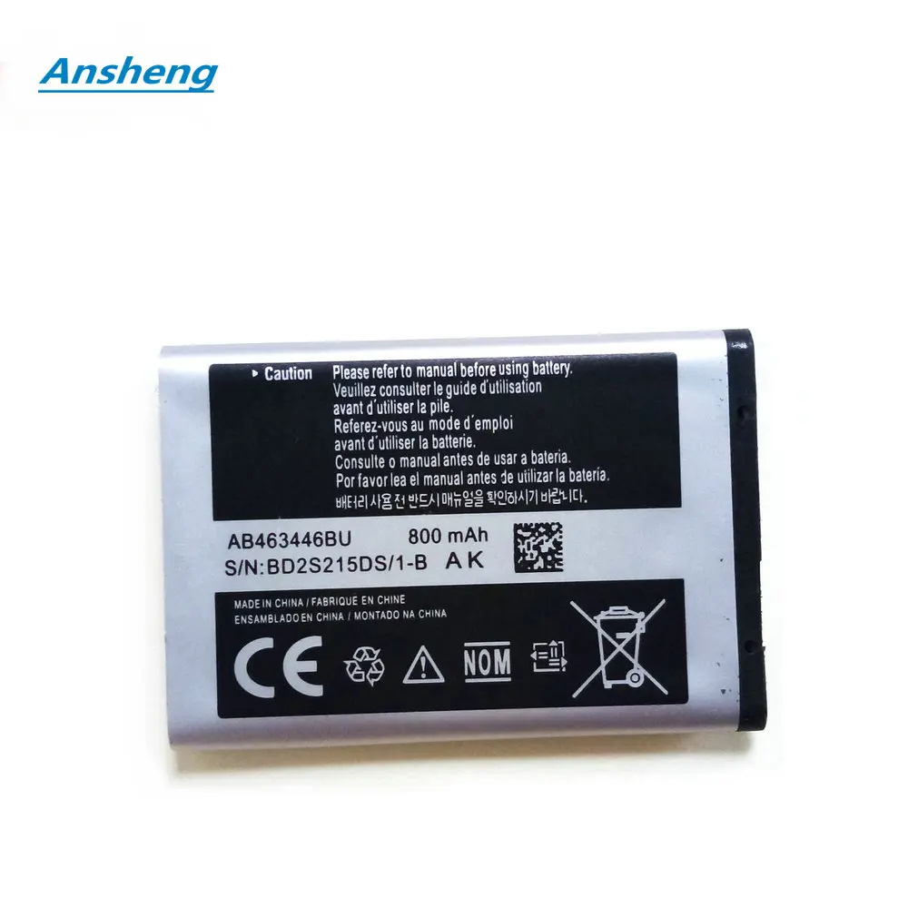 

Ansheng 800mAh AB463446BU AB043446BE battery For Samsung C3300K X208 B189 B309 F299 E329 GT-C3520 E1228 GT-E1200M E339 GT-E2330