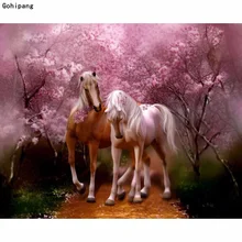 Раскраска по номерам акрил лошадь холст картины украшение дома выполненные картины маслом по номерам 40X50 см