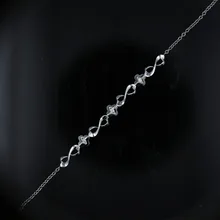 Lasamero 0.141ctw роскошные золотые сердца Форма браслет природных кристаллов алмаза браслет 18 К золото полукруг бриллиантовый браслет