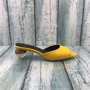 

KmeiooUS Size 5-15 Fashion Women Shoes Square Toe Strange Style Sandals Wood Grain Heel Mule Slingback Slip-on Dress Shoes 5CM