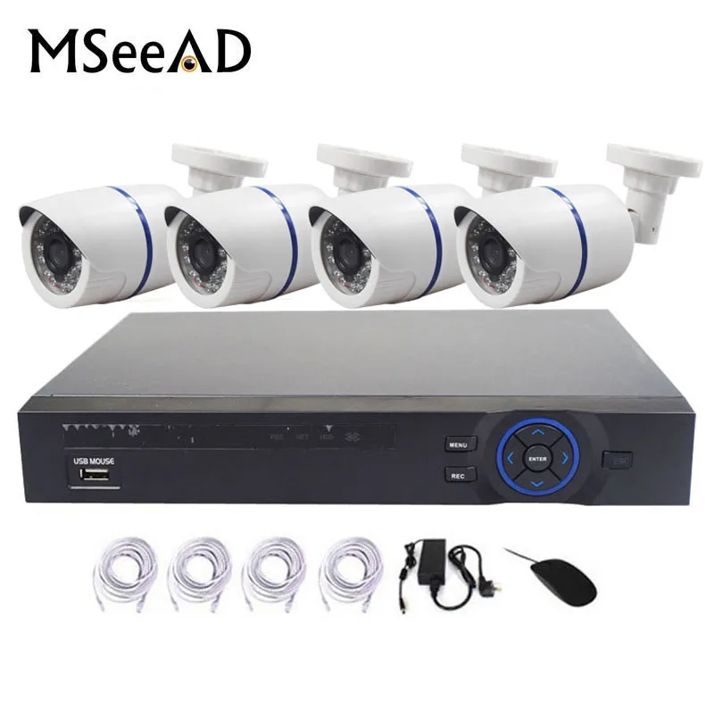 MSeeAD 4CH 1080P 15V POE NVR KIT CCTV Camera System 2MP IP Network NVR ...