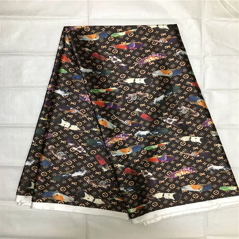 

Hight quality African Fabric soft Satin Silk Fabric African style satin wax fabric for dresses ! P42405