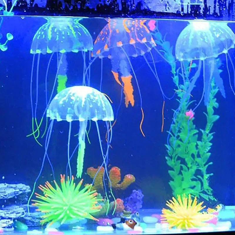 Glowing Effect Artificial Jellyfish Fish Tank Aquarium Decoration Mini Submarine Ornament Underwater Glow Supplies Landscaping (1)
