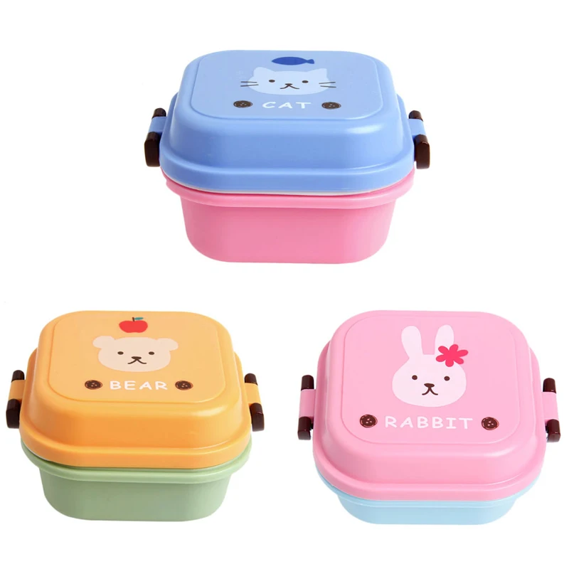 2016 Microwave Plastic Bento Box For Kids 2 layer Box Food Container Cute Bento Box Lunch Pail(China (Mainland))