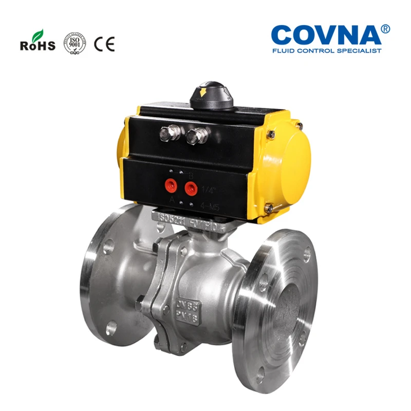 

2 inch ANSI Flange Class 150 Two Ways Pneumatic Flange Ball Valve Spring Returned Single Acting Stainless Steel 304