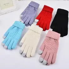 Осенне-зимняя обувь женские трикотажные тепловой Перчатки вязаная женская пряжи вязаная зимняя вождения Перчатки Открытый сенсорный экран Перчатки