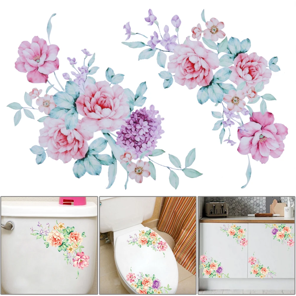 

Peony Flowers Wall Stickers DIY Art PVC Removable Vinyl Wallpaper Decals for Toilet Fridge Kids Living Room Home Decoration