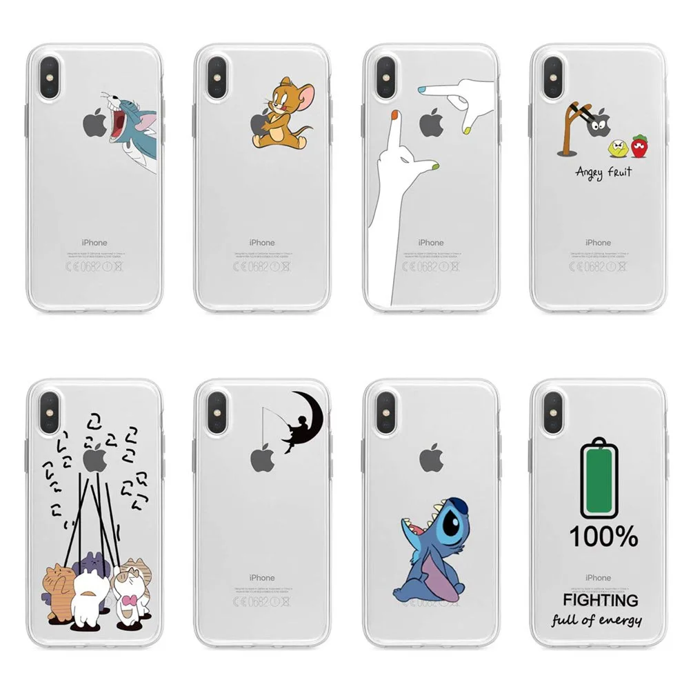 

Funny Cartoon stitch Tom and jerry for iPhone 11 Pro MAX 2019 5 5S SE 6 6SPlus 7 8Plus X XR XS MAX Soft Silicone TPU Case
