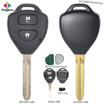 

KEYECU Replacement Remote Car Key - 2 Buttons & 314.3MHz & 4D67 Chip - FOB for Toyota Tokai Hilux Vigo 2006-2011 FCC ID: B41TH