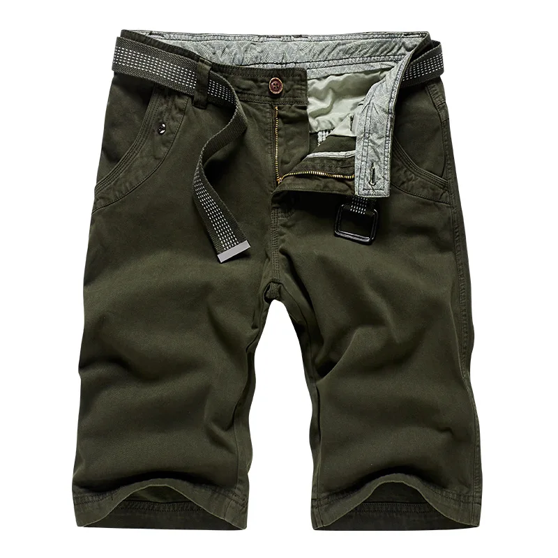 

100% Cotton Solid Cargo Shorts Men 2019 New Fashion Summer Army Military Loose Work Cargo Shorts Casul Male Short Pants