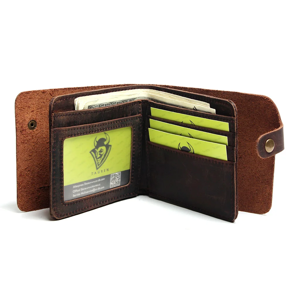 

Handmade Vintage Crazy Horse Genuine Leather Wallets For Men Fashion Retro Style Clutch Bag Wallet Male Purse
