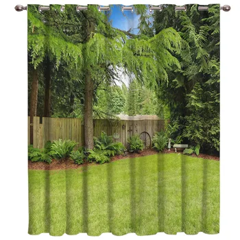 

Green Garden And Tree Room Curtains Large Window Window Curtains Dark Outdoor Floral Fabric Decor Kids Curtain Panels