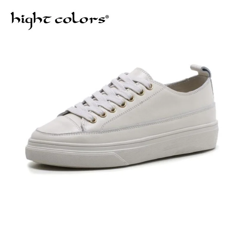 

2019 Fashion Spring Autumn Flat Shoes Woman Round Toe Lace Up Platform Thick Bottom Casual Women Genuine Leather Shoes Size 39