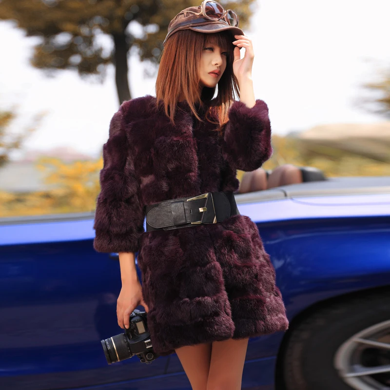 Factory wholesale NEW Ladies' Rabbit fur coat,Elegant slim women's