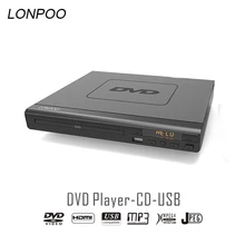 LONPOO Newest DVD Player Portable USB 2.0 External DVD Rom Drive Multimedia Digital DVD TV Support HDMI Function Black