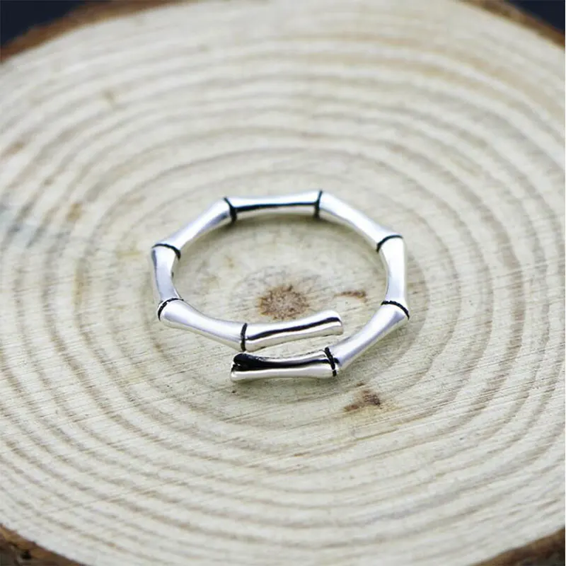 Anenjery оригинальные винтажные модные тайские серебряные бамбуковые кольца для женщин 925 пробы серебряные кольца anillos S-R294