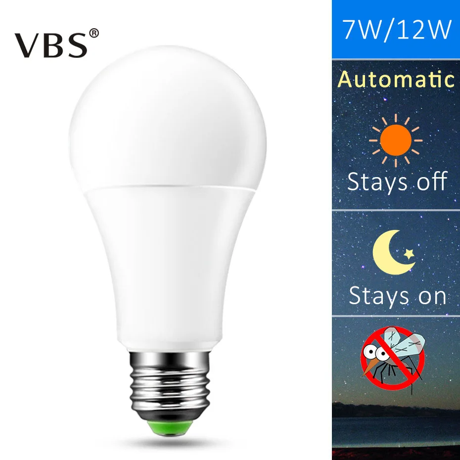 

E27 B22 LED Sensor Lamp Bulb Automatic Dusk to Dawn Auto ON/OFF Globe LED Light Bulb For Home Porch Hallway Office 7W 12W